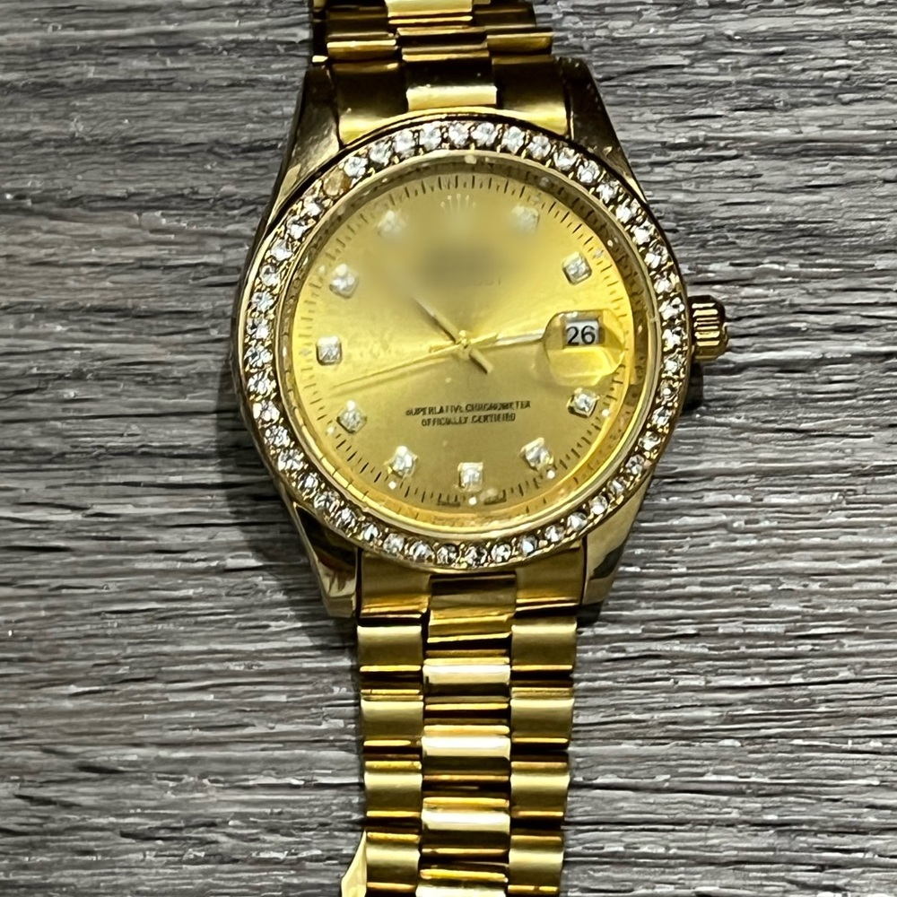 Gold Watch with Crystal Accents